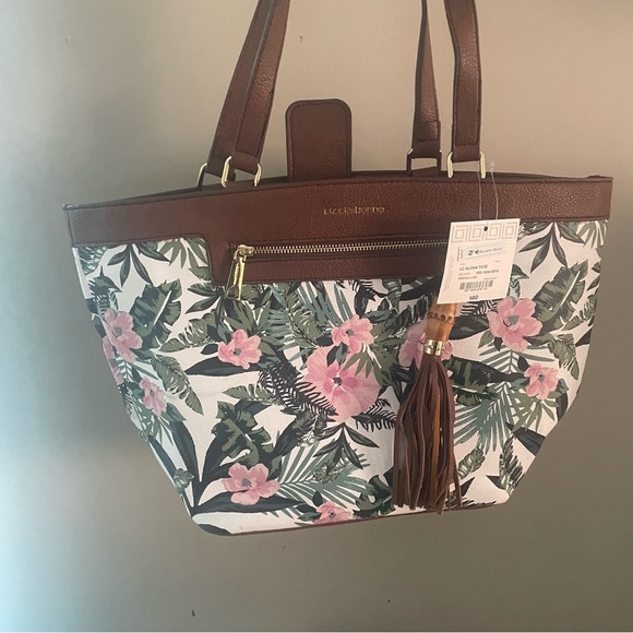 Liz Claiborne aloha tote bag tropical lush purse BNWT vacation palm trees - Picture 7 of 11